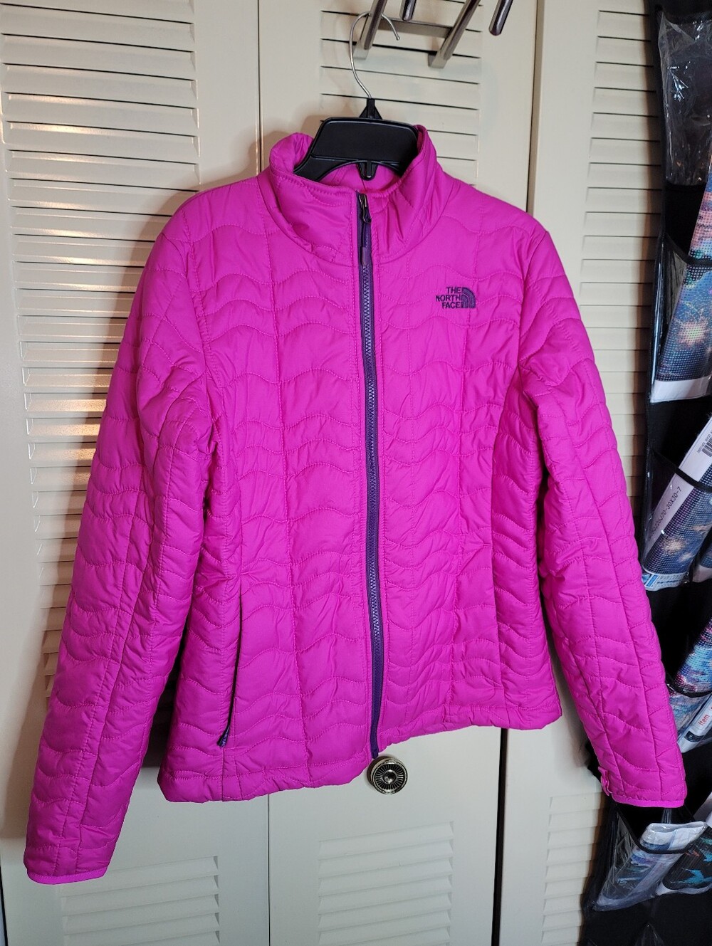 The North Face Women's Pink Quilted Puffer Jacket Worn In Winter Size Medium